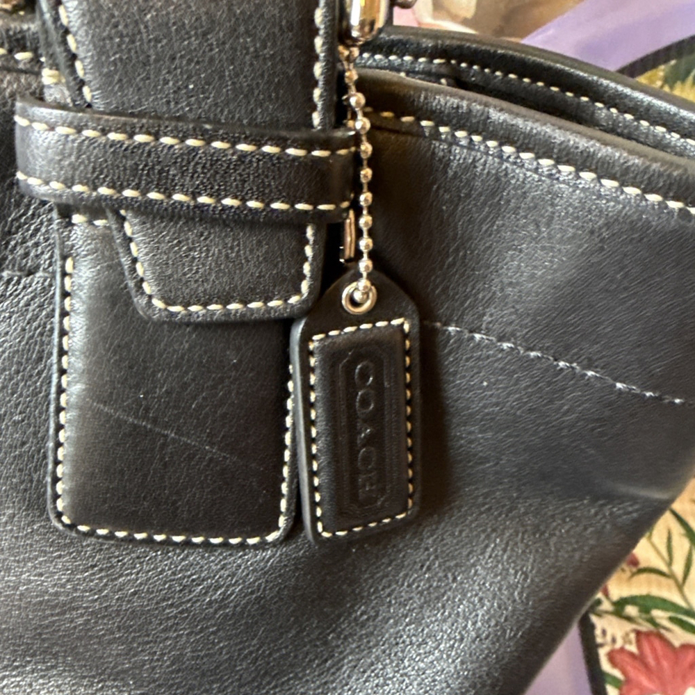 Coach Soho Black Leather Tote Shoulder Bag Wallet Card Holder Set - Picture 6 of 16